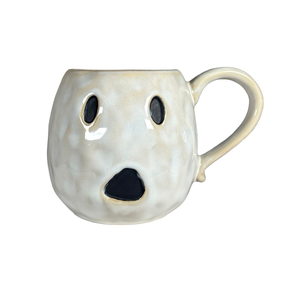 Creative Co-Op Ghost Mug 16 oz White Stoneware Halloween Mug